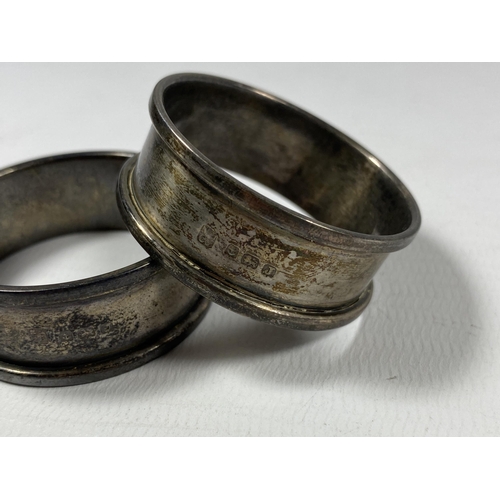 736 - A PAIR OF HALLMARKED SILVER NAPKIN RINGS, TOTAL WEIGHT 14.8G