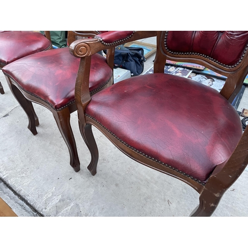 2693 - A SET OF SIX CONTINENTAL STYLE DINING CHAIRS, TWO BEING CARVERS