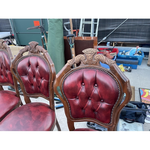 2693 - A SET OF SIX CONTINENTAL STYLE DINING CHAIRS, TWO BEING CARVERS