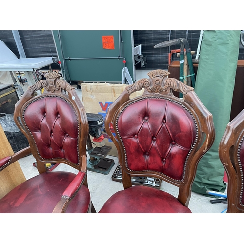 2693 - A SET OF SIX CONTINENTAL STYLE DINING CHAIRS, TWO BEING CARVERS