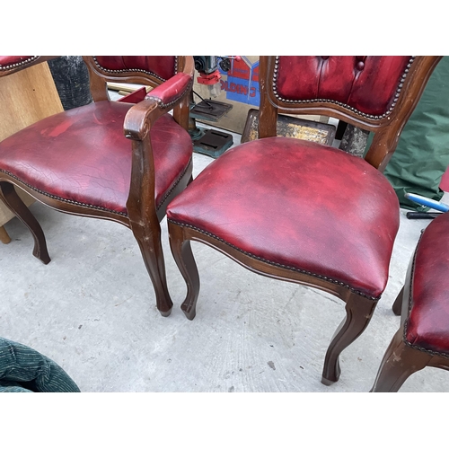 2693 - A SET OF SIX CONTINENTAL STYLE DINING CHAIRS, TWO BEING CARVERS