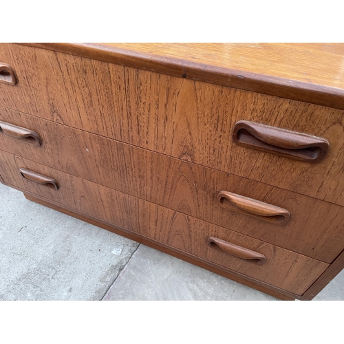 2696 - A RETRO G-PLAN TEAK CHEST OF THREE DRAWERS, 32