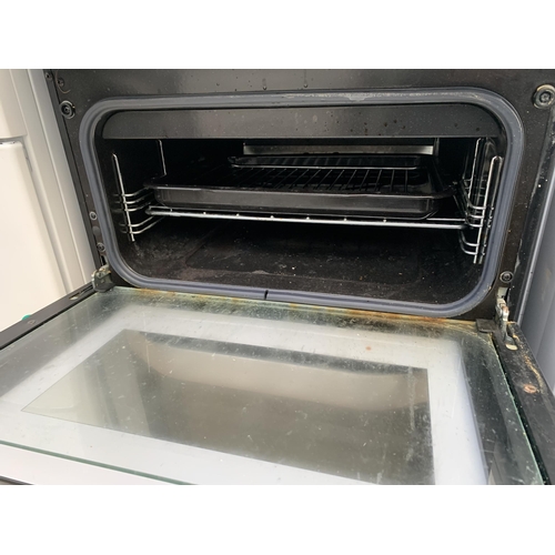 2058 - A BLACK AND CHROME BELLING GAS AND ELECTRIC OVEN AND HOB