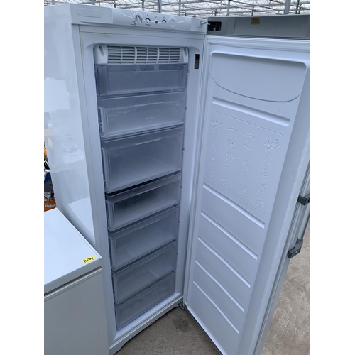 2068 - A WHITE UPRIGHT HOTPOINT FREEZER