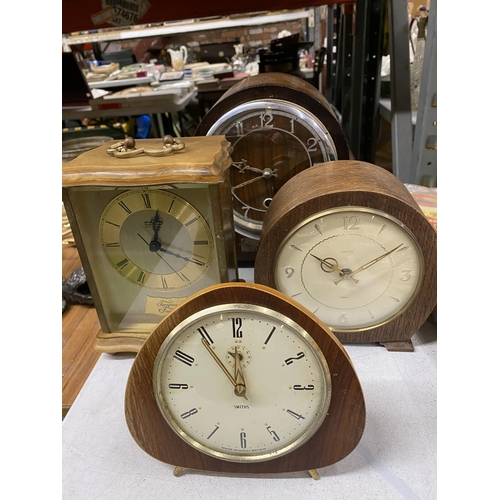 1061 - AQUANTITY OF VINTAGE MANTLE CLOCKS TO INCLUDE SMITH'S, ETC - 6 IN TOTAL