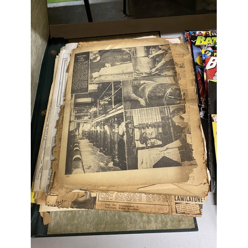 1073 - AN ALBUM CONTAINING A LARGE QUANTITY OF VINTAGE NEWSPAPERS