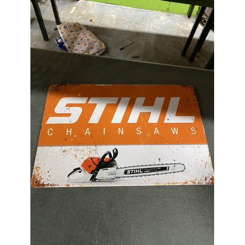 1113 - THREE METAL SIGNS STIHL, BREMBO AND GREY GOOSE VODKA