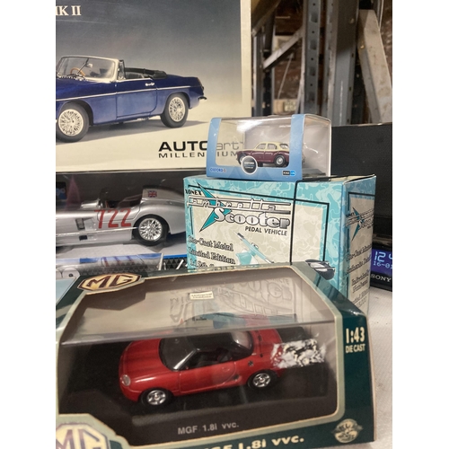 1139 - A COLLECTION OF DIE CAST METAL CARS AND SCOOTERS TO INCLUDE LAMBRETTA, MGB ROADSTER AND CARAVAN, ETC... 