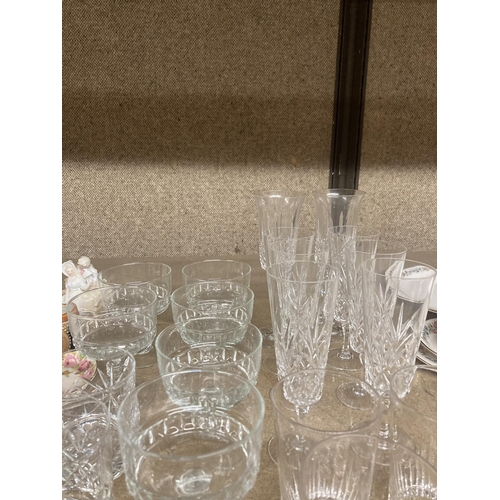 1179 - A QUANTITY OF GLASSWARE TO INCLUDE TUMBLERS, WINE GLASSES, SHERRY GLASSES, ETC.,