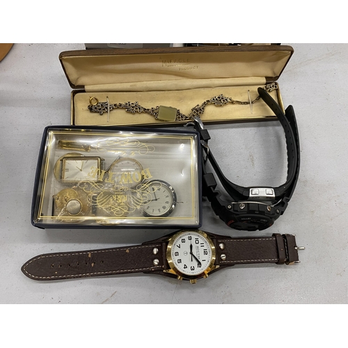 226 - A QUANTITY OF WRISTWATCHES TO INCLUDE SOME VINTAGE PLUS AN ORIENTAL STYLE BRACELET WITH JADE