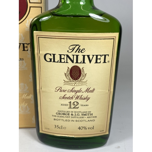305 - 1 X BOXED 35CL BOTTLE - 1980/1990'S THE GLENLIVET 12 YEAR OLD PURE SINGLE MALT SCOTCH WHISKY