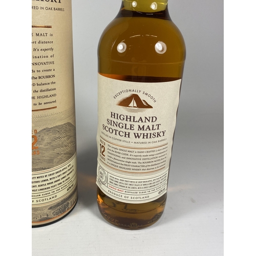 327 - 1 X 70CL BOXED BOTTLE - 12 YEAR OLD HIGHLAND SINGLE MALT SCOTCH WHISKY