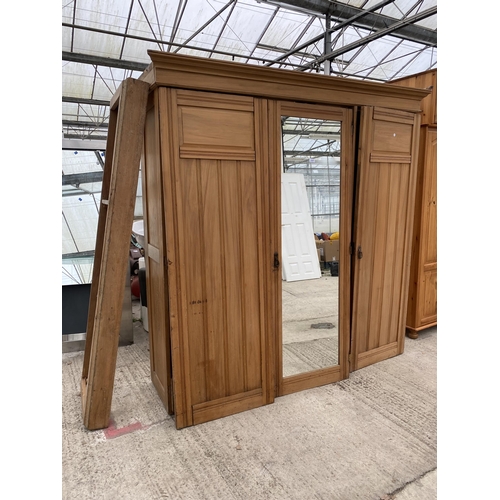 2707 - A LATE VICTORIAN STAINWOOD MIRROR DOOR WARDROBE