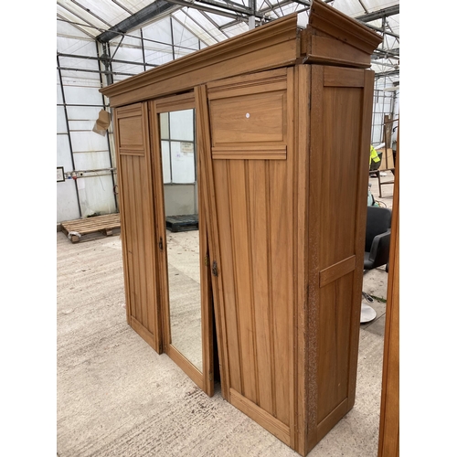 2707 - A LATE VICTORIAN STAINWOOD MIRROR DOOR WARDROBE