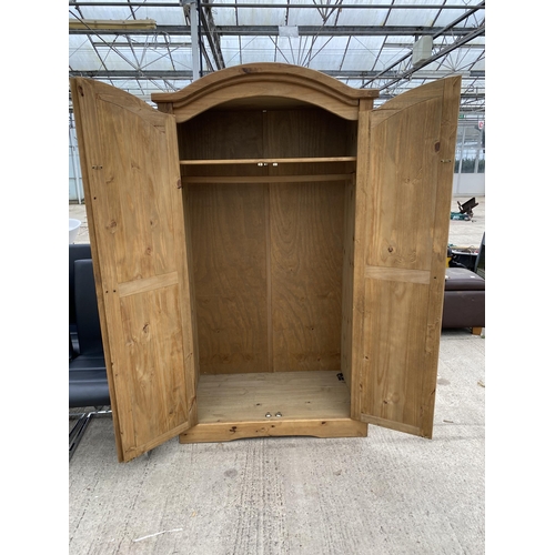 2711 - A MEXICAN PINE TWO DOOR WARDROBE, 40