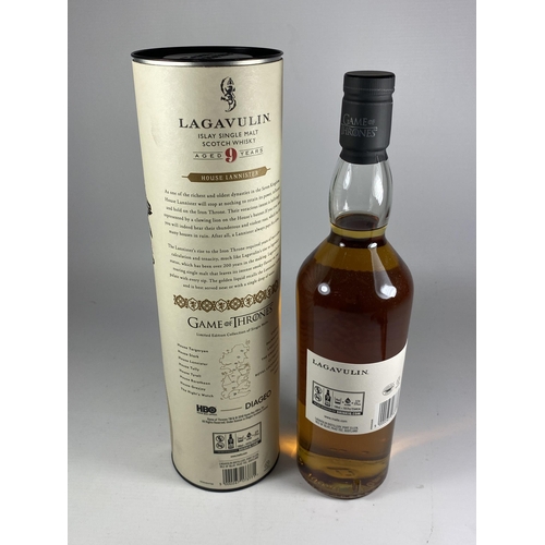 309 - 1 X 70CL BOXED BOTTLE - A GAME OF THRONES LIMITED EDITION LAGAVULIN 9 YEAR OLD HOUSE LANNISTER ISLAY... 