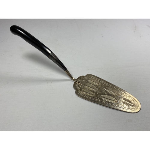 342 - A TIBETAN WHITE METAL SERVER WITH EBONY HANDLE, LENGTH 19CM