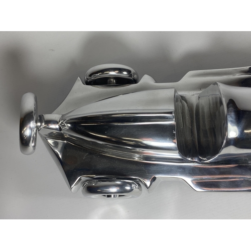 25 - A LARGE ALLOY CHROME STYLE RACING CAR, LENGTH 52CM