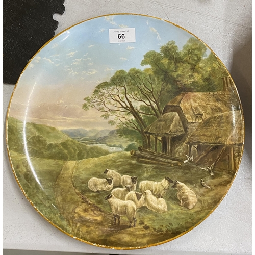 66 - A HANDPAINTED COPELAND WALL CHARGER WITH AN IMAGE OF SHEEP - DIAMETER 31CM