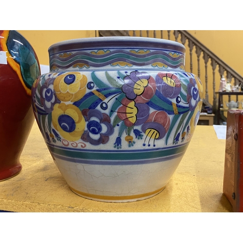 73 - A VINTAGE POOLE POTTERY PLANTER (A/F), HEIGHT 25.5CM