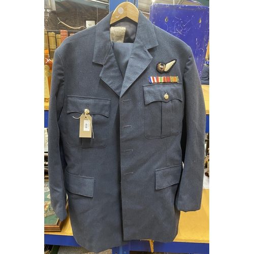 458 - A RAF MANS NO.1 DRESS UNIFORM, JACKET SIZE 39l, COMPRISING JACKET AND TROUSERS