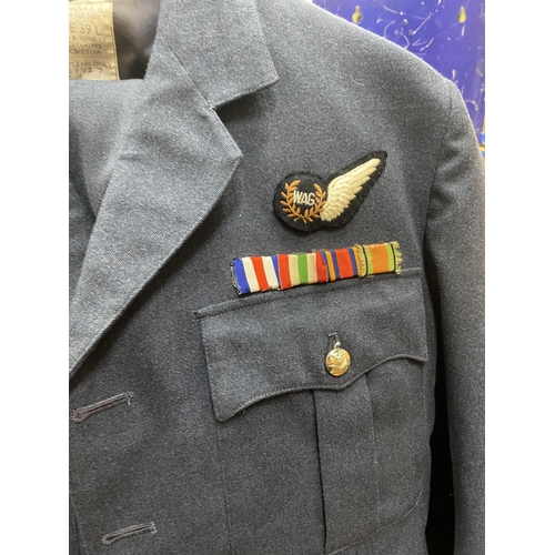 458 - A RAF MANS NO.1 DRESS UNIFORM, JACKET SIZE 39l, COMPRISING JACKET AND TROUSERS