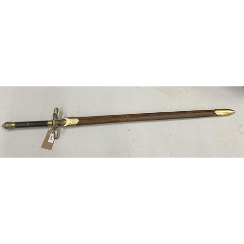 460 - A REPLICA HAND AND A HALF SWORD AND SCABBARD, 74CM BLADE