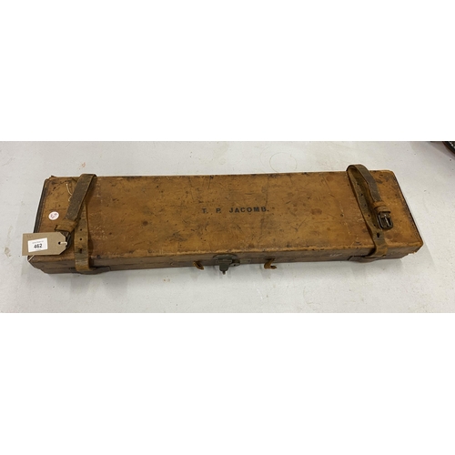 462 - A LEATHER SHOT GUN CASE, BEARS LABEL FOR THOMAS TURNER OF 19 BROOK STREET, LONDON LABEL, TO TAKE 71C... 