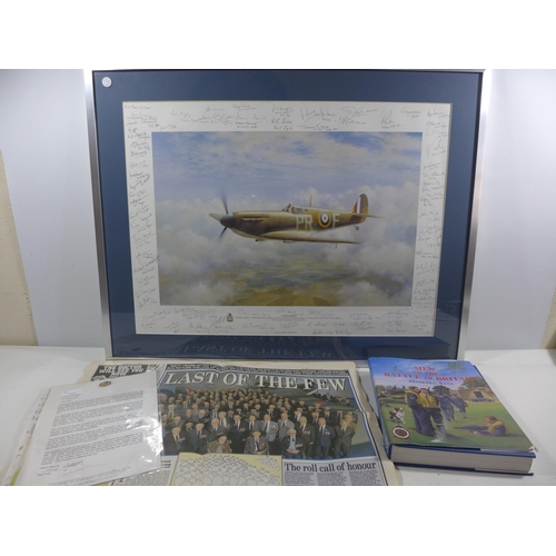 446 - A RARE AND UNIQUE BATTLE OF BRITAIN COLOUR PRINT OF 