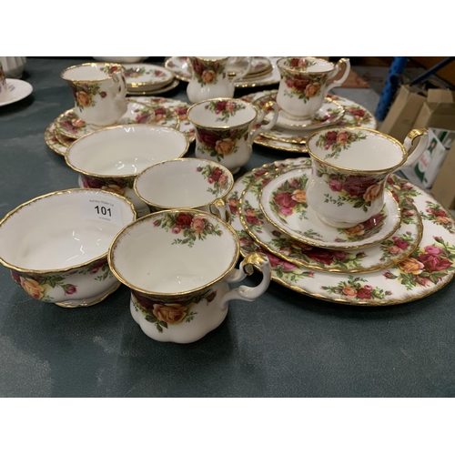101 - A ROYAL ALBERT 'OLD COUNTRY ROSES' COFFEE/TEASET TO INCLUDE A COFFEE POT, CREAM JUGS, SUGAR BOWLS, C... 