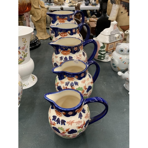 116 - A GRADUATED SET OF FIVE 'VICTORIA' IRONSTONE JUGS