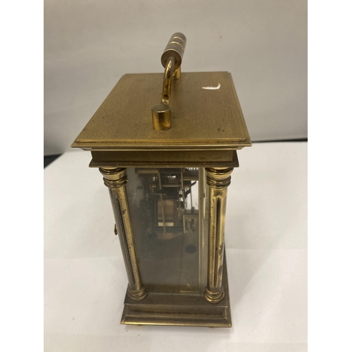 175 - A BRASS EIGHT DAY CARRIAGE CLOCK
