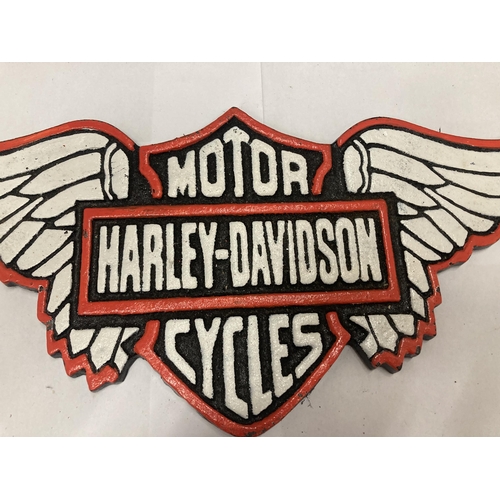 197 - A CAST 'HARLEY DAVIDSON CYCLES' WINGS SIGN WIDTH 38CM