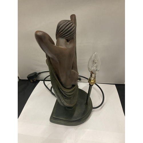 203 - AN ART DECO STYLE RESIN NUDE LADY LAMP BASE HEIGHT  36CM