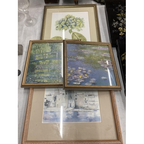 244 - FOUR FRAMED PRINTS TO INCLUDE TWO MONET