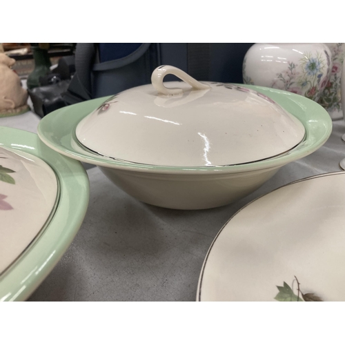 252 - A QUANTITY OF VINTAGE JOHNSON BROS DINNER WARE TO INCLUDE SERVING TUREENS, PLATES, A SAUCE BOAT SUGA... 