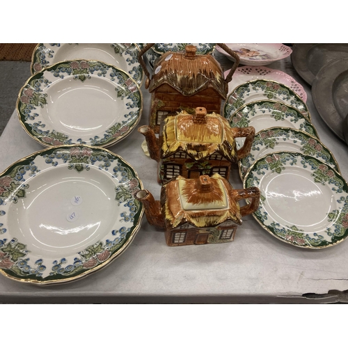 273 - A QUANTITY OF HOLLINGSHEAD AND KIRKHAM 'LIBERTY' PLATES, BOWLS AND A TUREEN, THREE PIECES OF COTTAGE... 