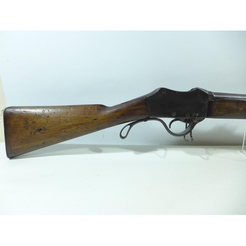 306 - AN OBSOLETE CALIBRE MID 19TH CENTURY MARTINI HENRY ACTION RIFLE, 84.5CM BARREL, TOTAL LENGTH 127CM, ... 