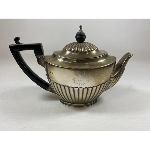 84 - A VICTORIAN HALLMARKED SILVER TEAPOT, HEIGHT 12CM, TOTAL WEIGHT 263G