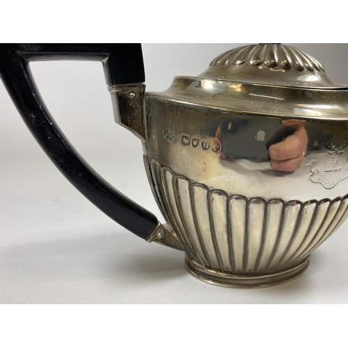 84 - A VICTORIAN HALLMARKED SILVER TEAPOT, HEIGHT 12CM, TOTAL WEIGHT 263G