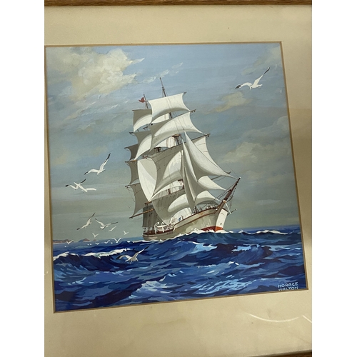 91 - A HORACE WALTON MARITIME / NAVAL OIL PAINTING OF A GALLEON SHIP, SIGNED LOWER RIGHT CORNER, 31 X 28C... 