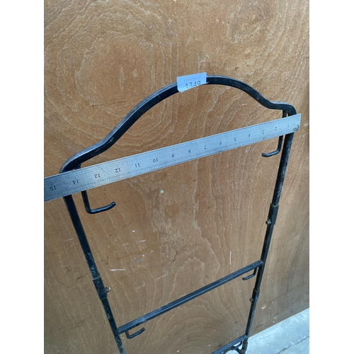 1349 - A VINTAGE WROUGHT IRON CLOTHES HANGER