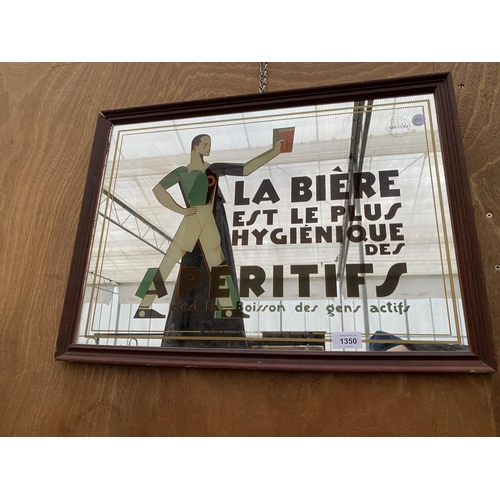 1350 - A VINTAGE STYLE WOODEN FRAMED PUB ADVERTISING MIRROR