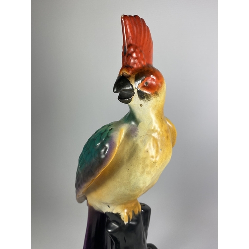 395 - A CHINESE POTTERY MODEL OF A COCKATOO, HEIGHT 36.5CM