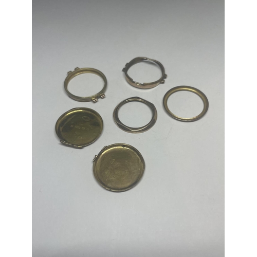 523 - A QUANTITY OF 9 CARAT GOLD WATCH PARTS GROSS WEIGHT  6.92 GRAMS