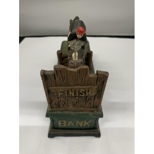 109 - A CAST VINTAGE STYLE 'SHOWJUMPER' MONEY BANK