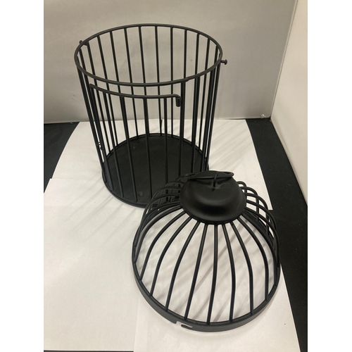 160 - A METAL BIRD CAGE HEIGHT APPROX 40CM