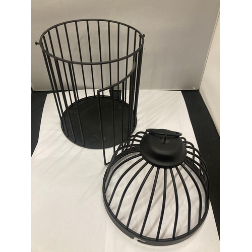 160 - A METAL BIRD CAGE HEIGHT APPROX 40CM