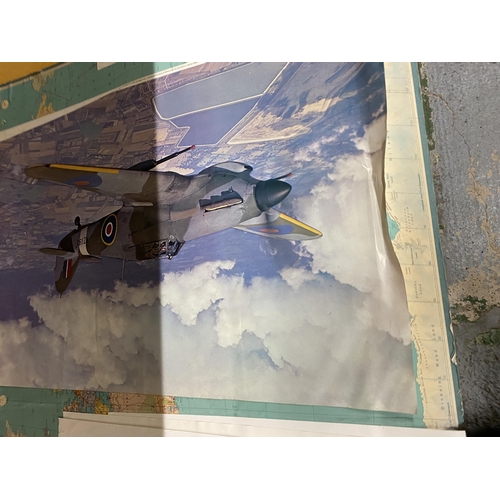 438 - TWO SIGNED COLOURED PRINTS OF WORLD WAR II AIRCRAFT, SIGNED PRINT OF BATTLE OF BRITAIN A.C.E. WING C... 