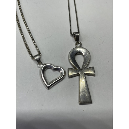 551 - THREE SILVER NECKLACES WITH PENDANTS